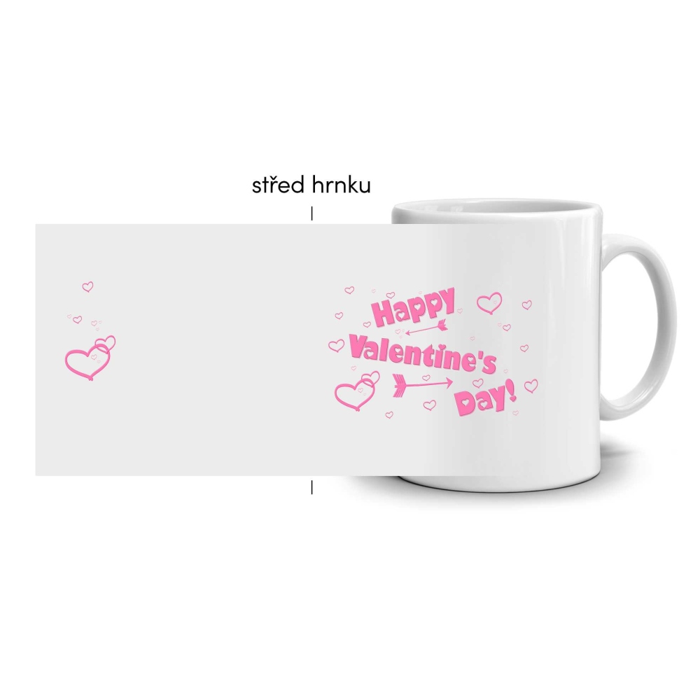 Bílý keramický hrnek 330ml s obrázkem - happy valentine