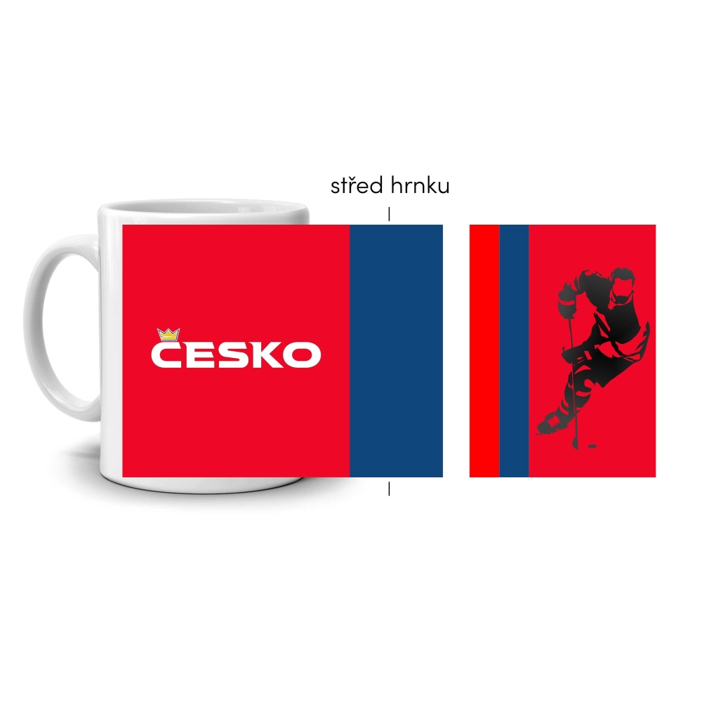 Bílý keramický hrnek 330ml s obrázkem - hokejový hrnek Česko