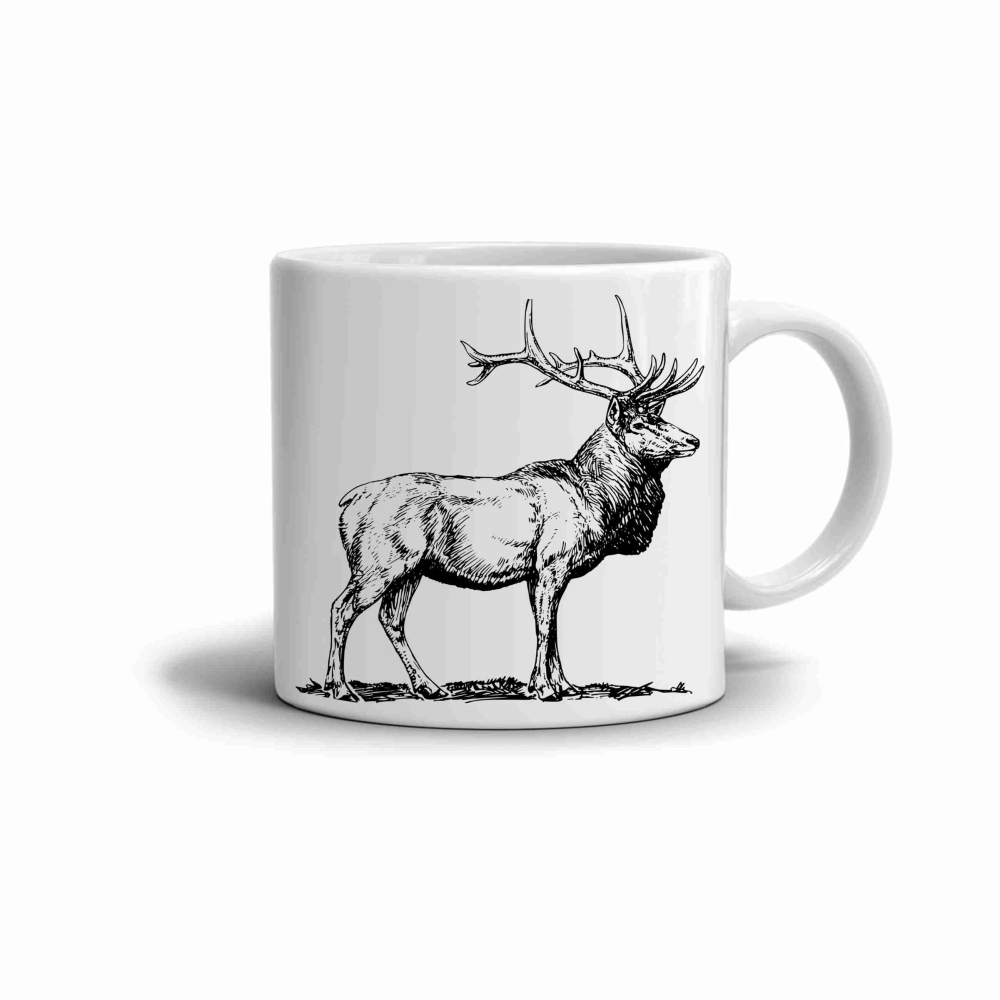 Bílý keramický hrnek 330ml s obrázkem - jelen 3