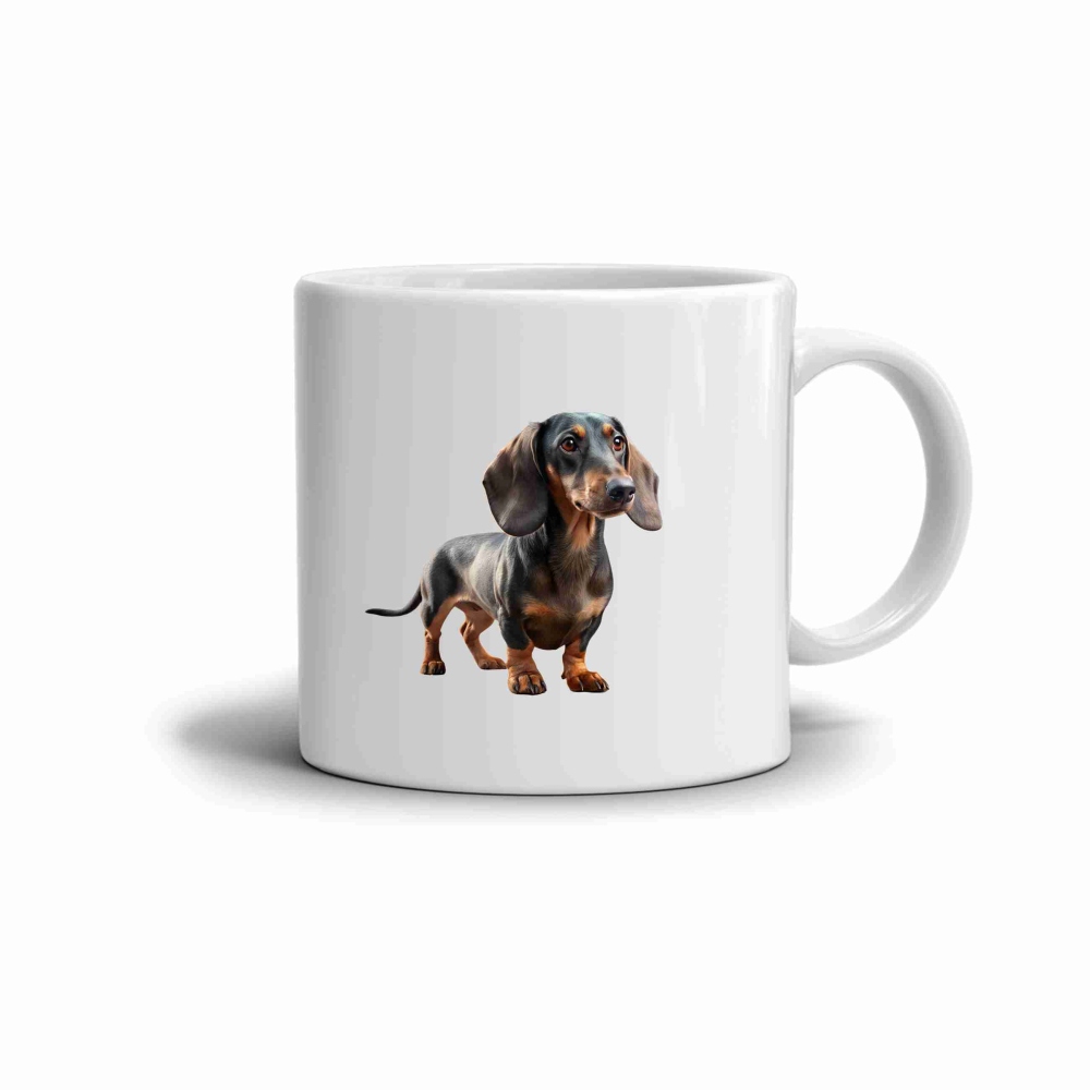 Bílý keramický hrnek 330ml s obrázkem - jezevčík 2