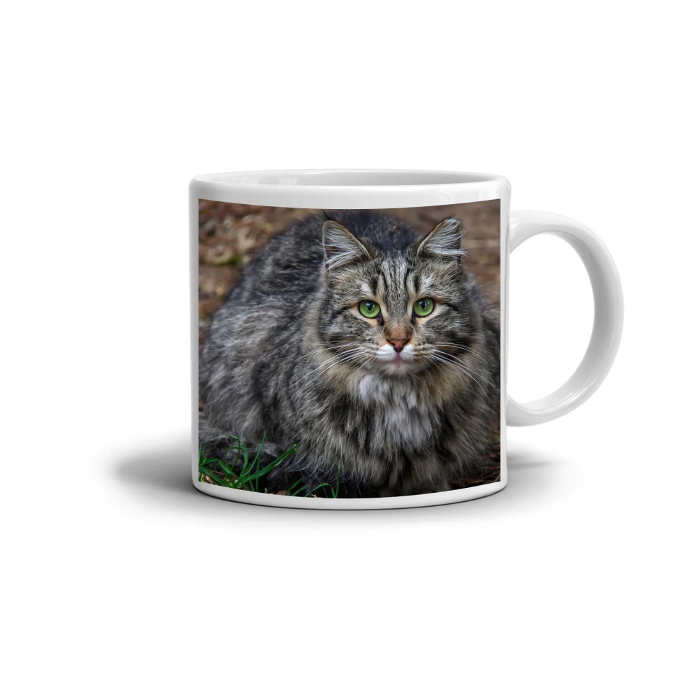 Bílý keramický hrnek 330ml s obrázkem - kočka 3