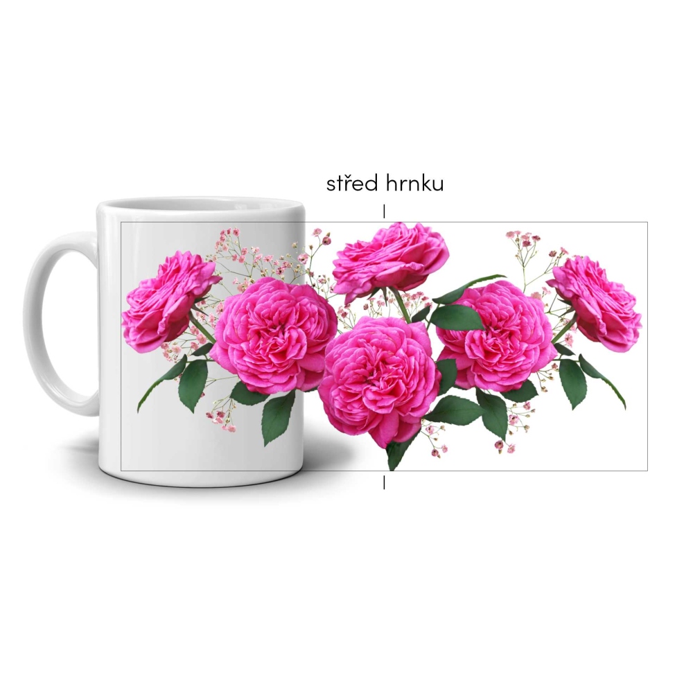 Bílý keramický hrnek 330ml s obrázkem - květy vášně