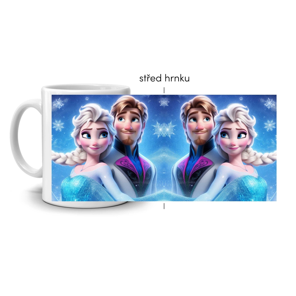 Bílý keramický hrnek 330ml s obrázkem - ledové králoství