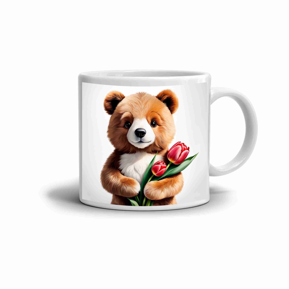 Bílý keramický hrnek 330ml s obrázkem - medvídek pro radost