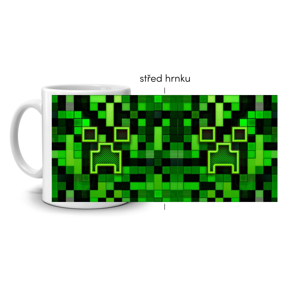 Bílý keramický hrnek 330ml s obrázkem - minecraft