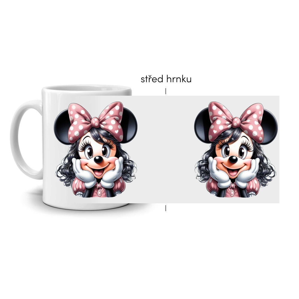 Bílý keramický hrnek 330ml s obrázkem - minnie