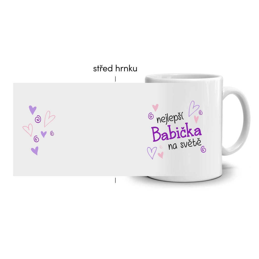 Bílý keramický hrnek 330ml s obrázkem - nejlepší babička (světlý motiv)