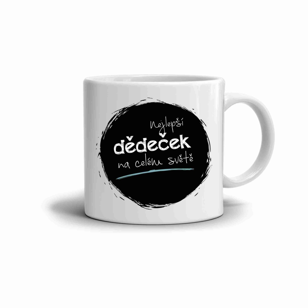 Bílý keramický hrnek 330ml s obrázkem - nejlepší dědeček 2 (tmavý motiv)