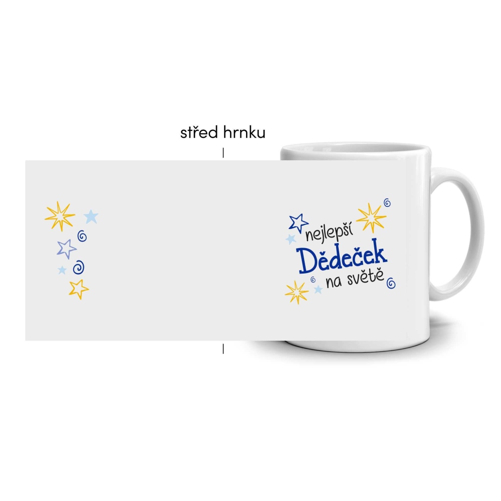 Bílý keramický hrnek 330ml s obrázkem - nejlepší dědeček (světlý motiv)