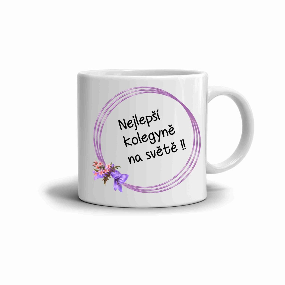 Bílý keramický hrnek 330ml s obrázkem - nejlepší kolegyně
