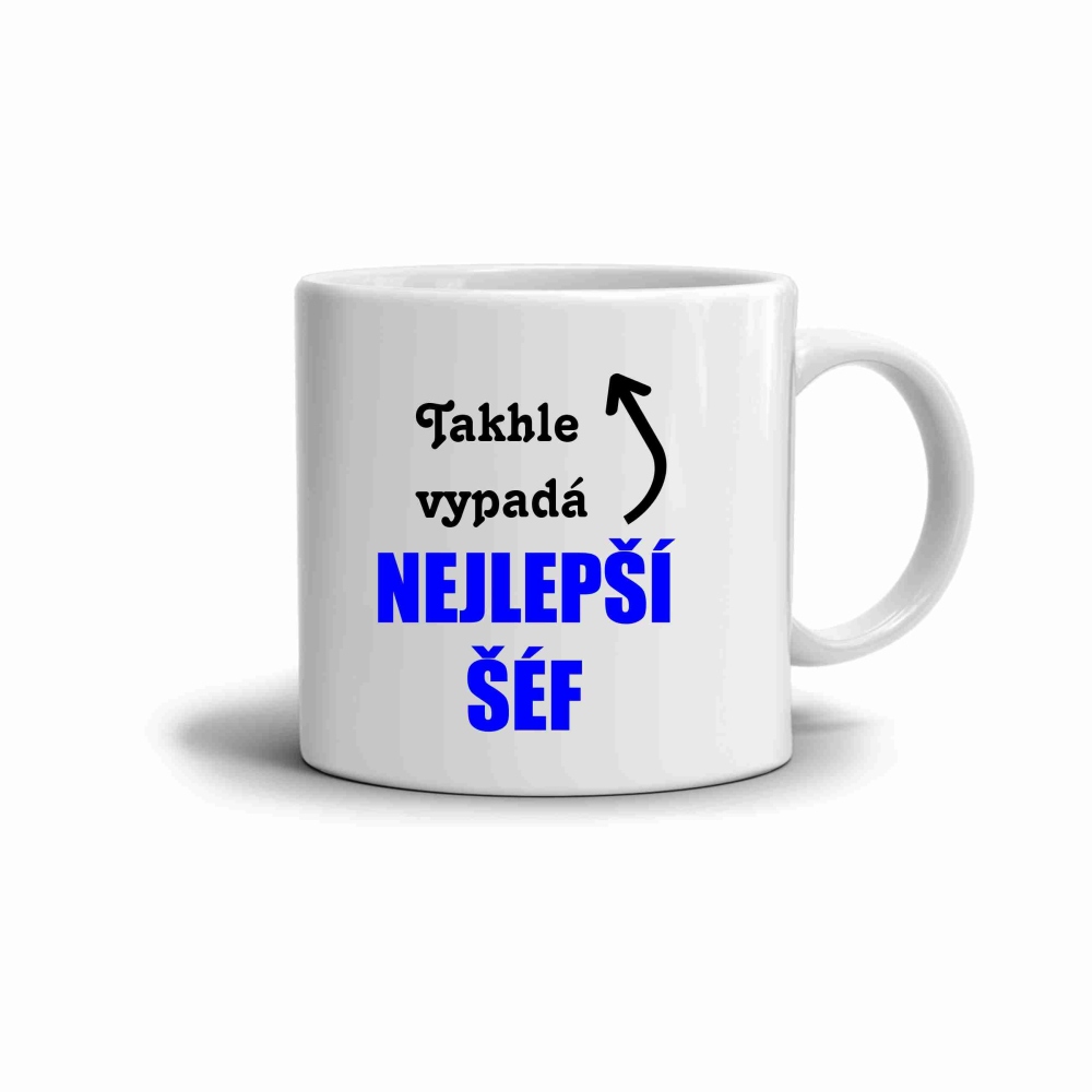 Bílý keramický hrnek 330ml s obrázkem - nejlepší šéf