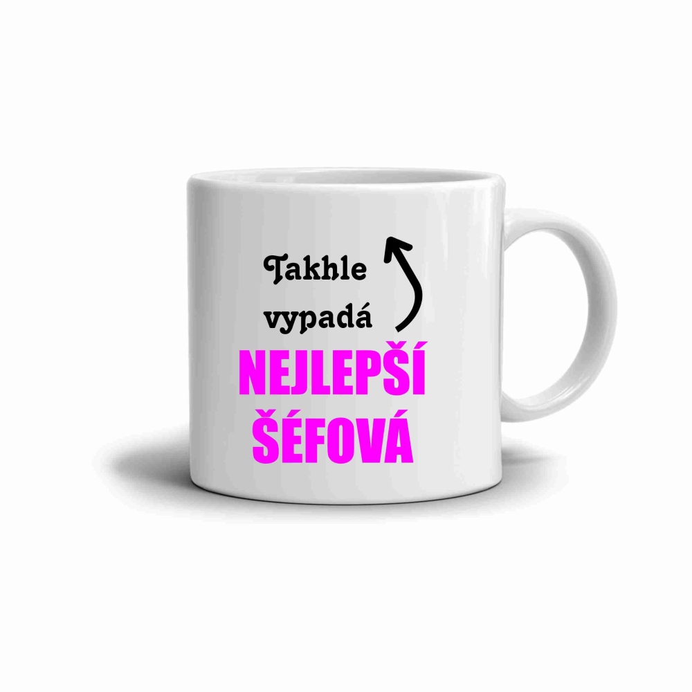 Bílý keramický hrnek 330ml s obrázkem - nejlepší šéfová