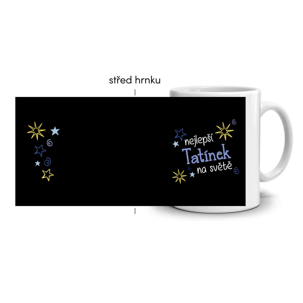 Bílý keramický hrnek 330ml s obrázkem - nejlepší tatínek (tmavý motiv)