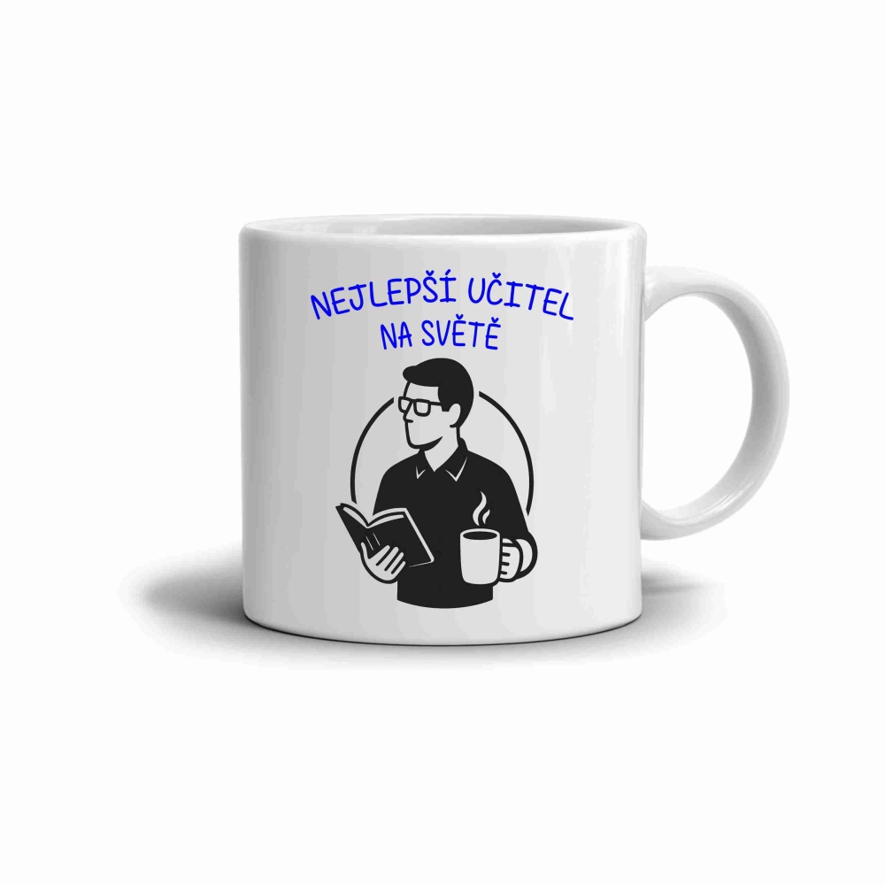Bílý keramický hrnek 330ml s obrázkem - nejlepší učitel