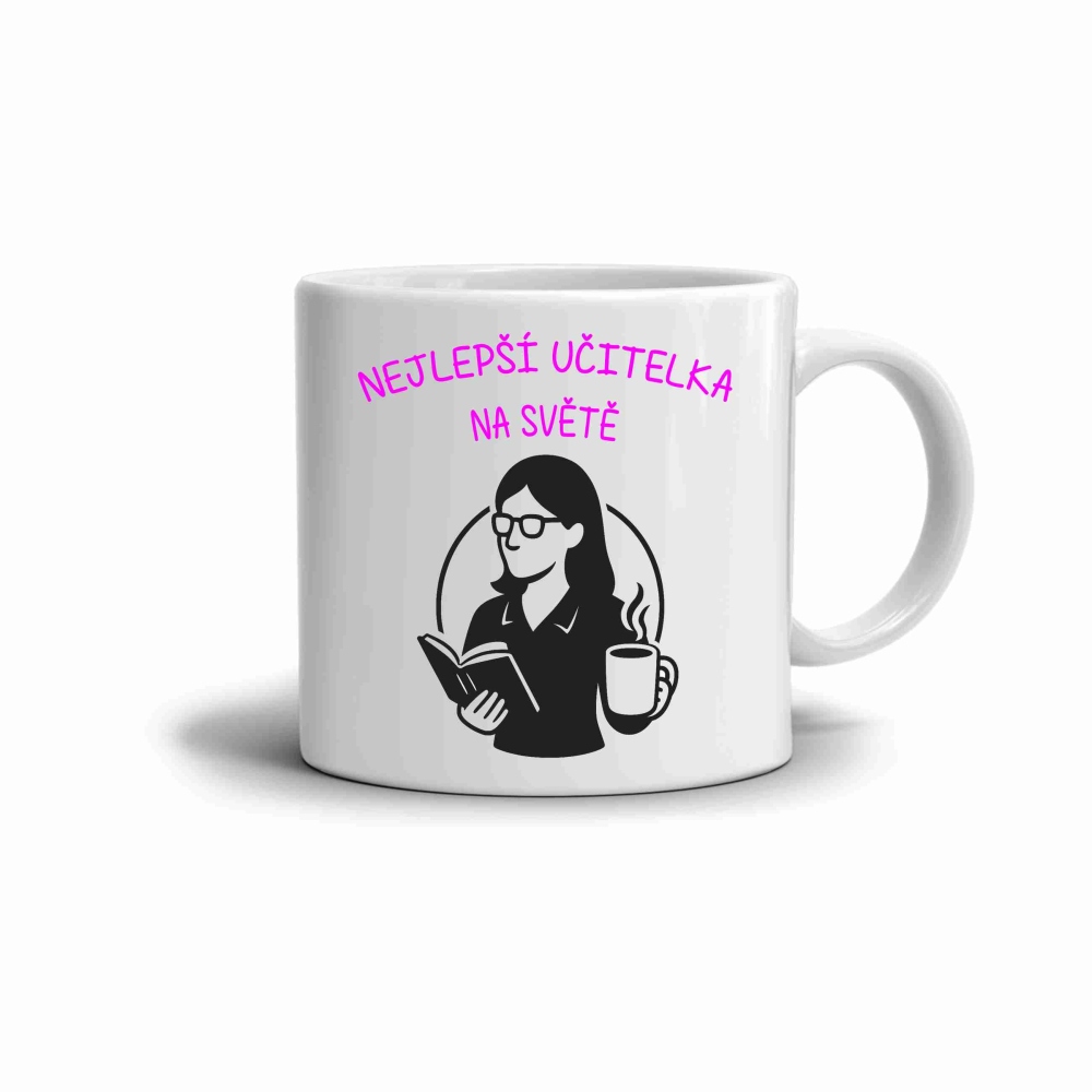 Bílý keramický hrnek 330ml s obrázkem - nejlepší učitelka