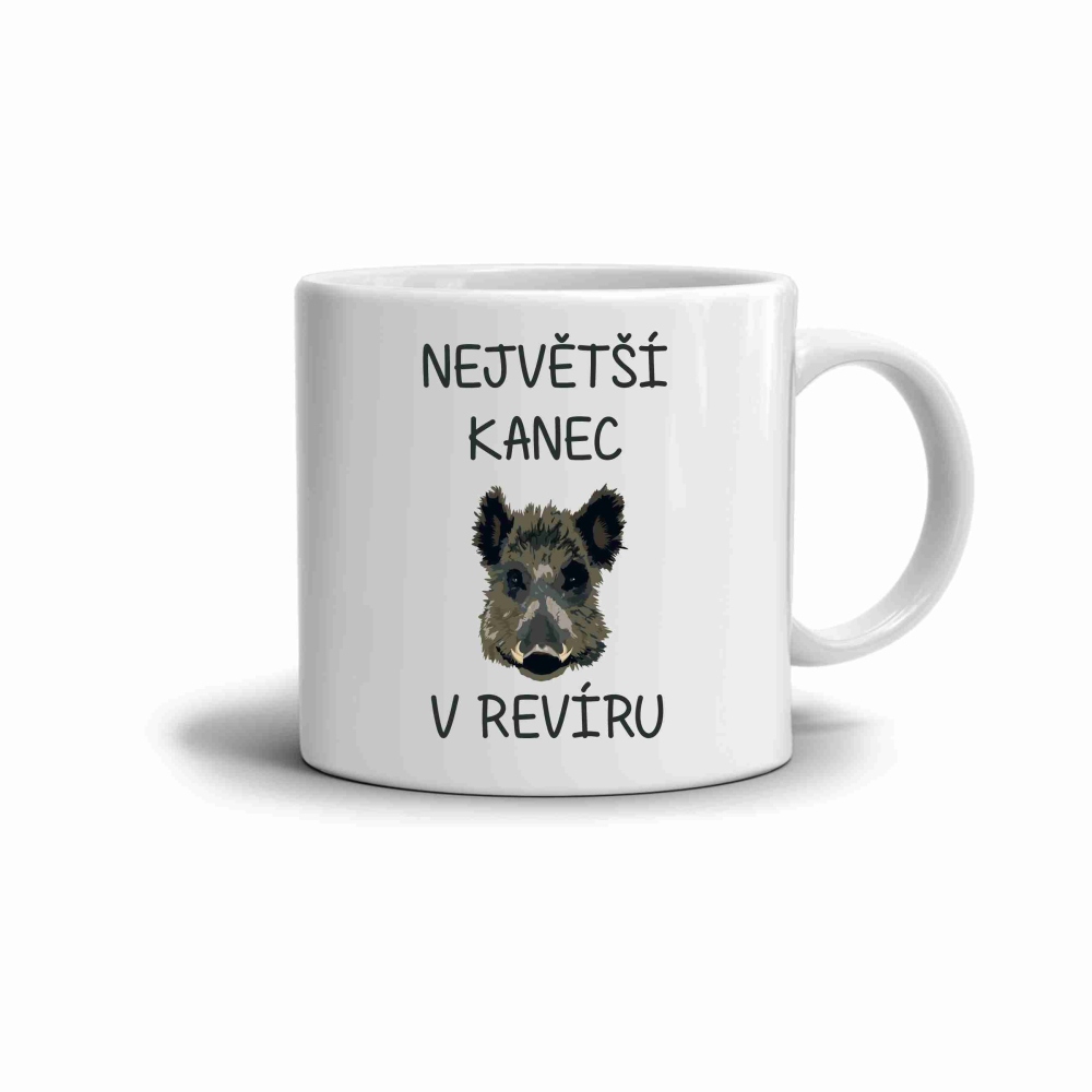 Bílý keramický hrnek 330ml s obrázkem - největší kanec