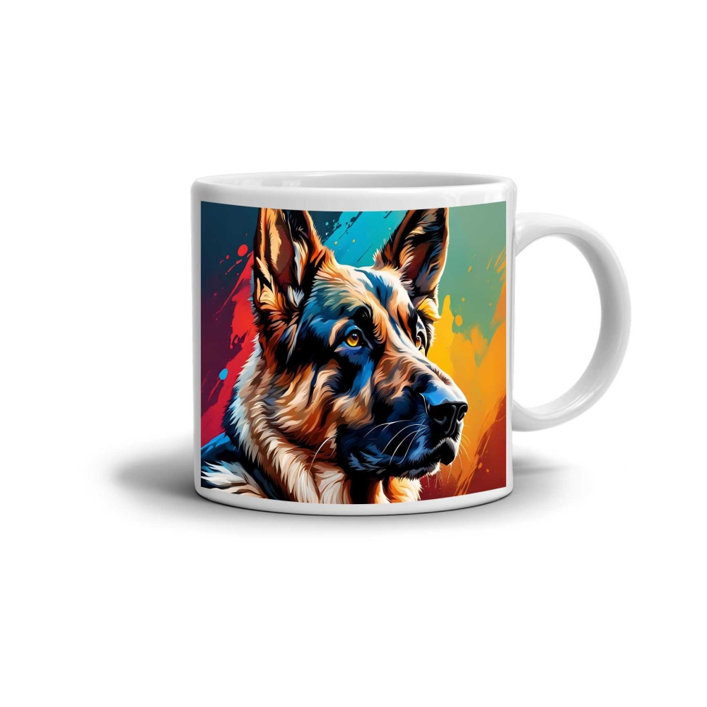 Bílý keramický hrnek 330ml s obrázkem - německý ovčák 1