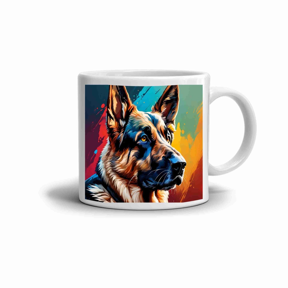 Bílý keramický hrnek 330ml s obrázkem - německý ovčák 1