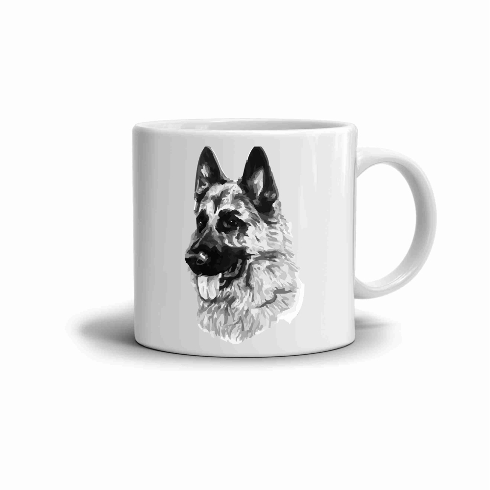 Bílý keramický hrnek 330ml s obrázkem - německý ovčák 2
