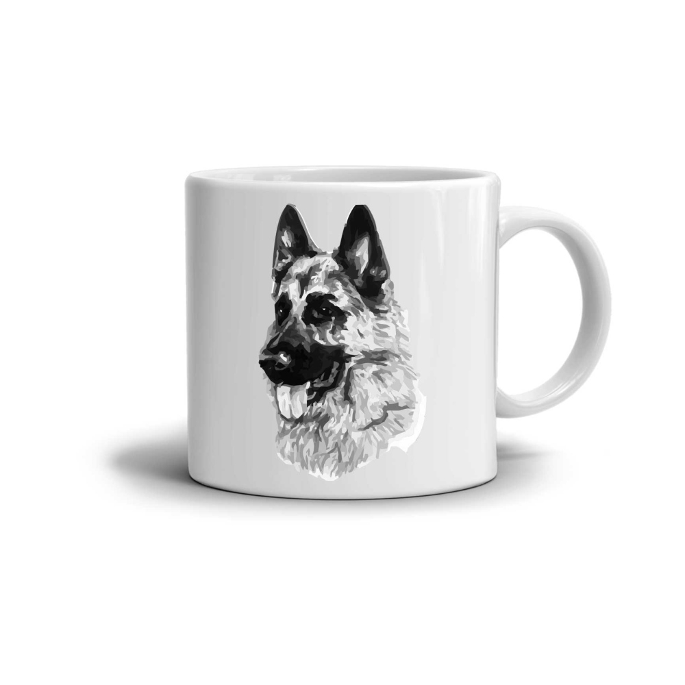 Bílý keramický hrnek 330ml s obrázkem - německý ovčák 2