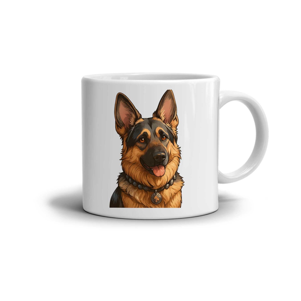 Bílý keramický hrnek 330ml s obrázkem - německý ovčák 3