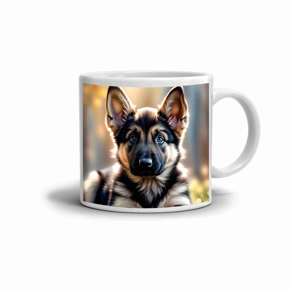 Bílý keramický hrnek 330ml s obrázkem - německý ovčák 4