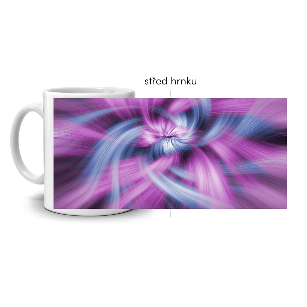 Bílý keramický hrnek 330ml s obrázkem - neonový vortex