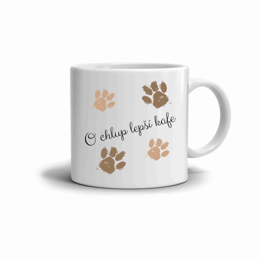 Bílý keramický hrnek 330ml s obrázkem - o chlup lepší