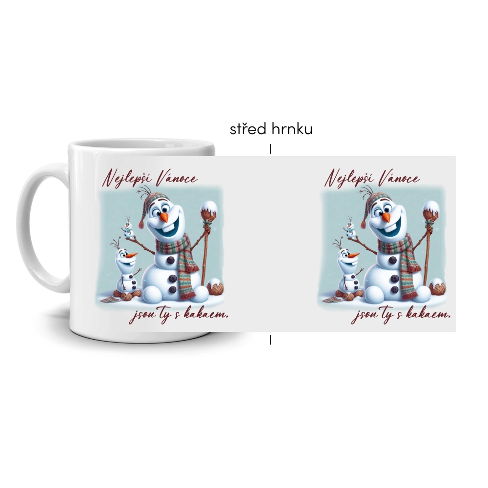 Bílý keramický hrnek 330ml s obrázkem - olaf