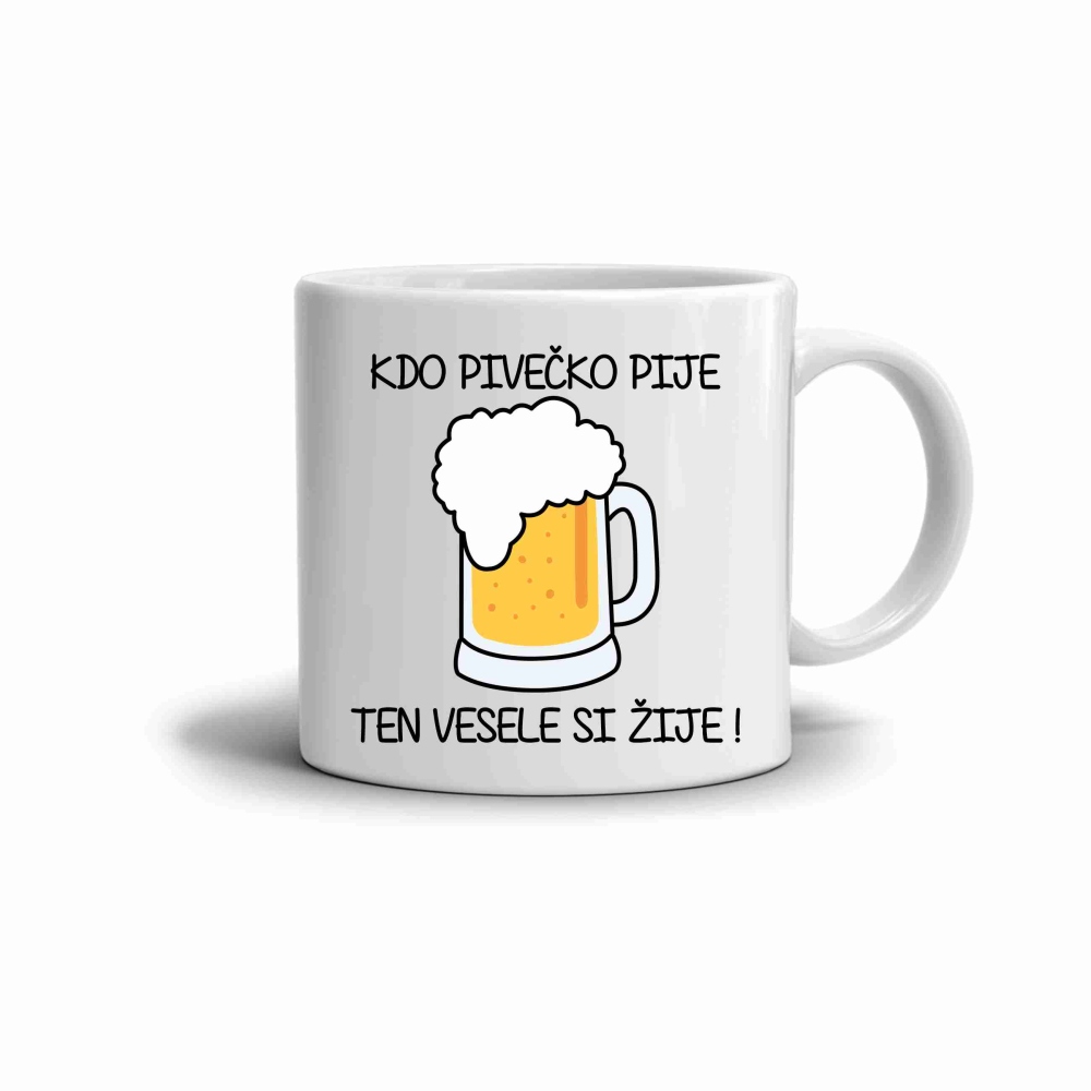 Bílý keramický hrnek 330ml s obrázkem - pivečko