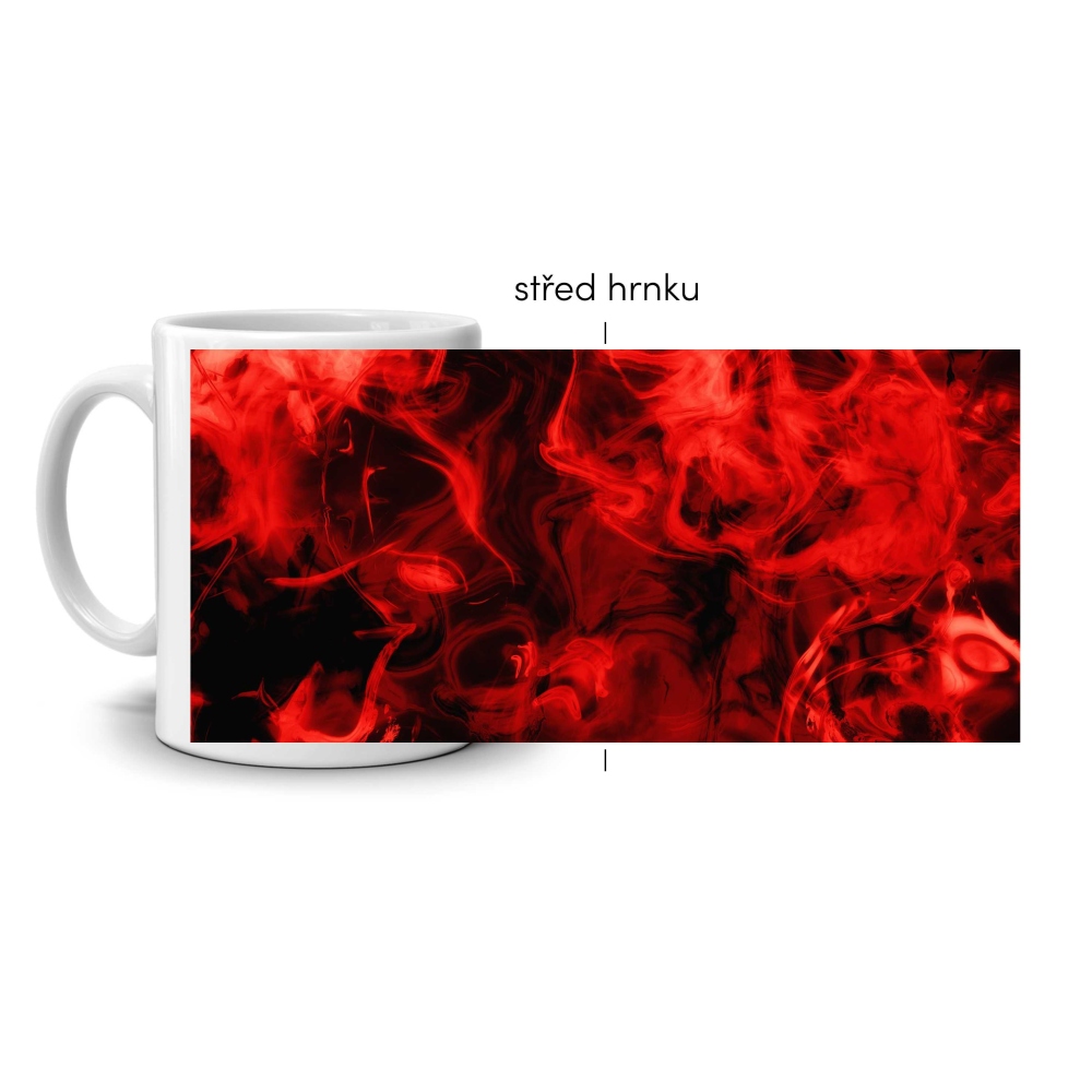 Bílý keramický hrnek 330ml s obrázkem - plameny noci