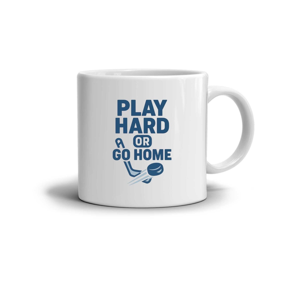 Bílý keramický hrnek 330ml s obrázkem - play hard