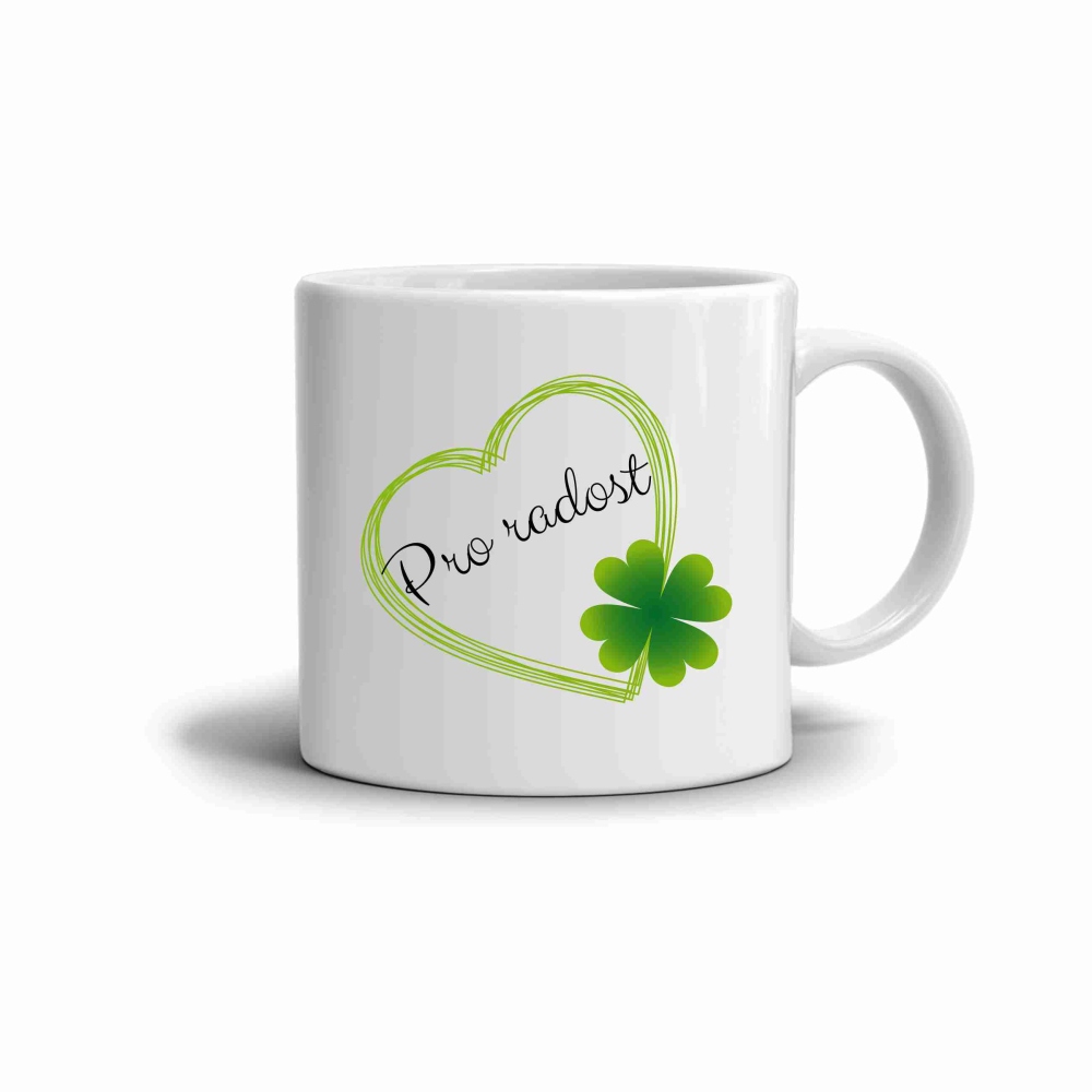 Bílý keramický hrnek 330ml s obrázkem - pro radost