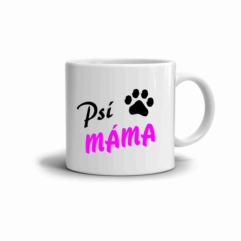 Bílý keramický hrnek 330ml s obrázkem - psí máma