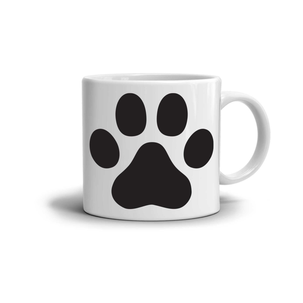 Bílý keramický hrnek 330ml s obrázkem - psí tlapka