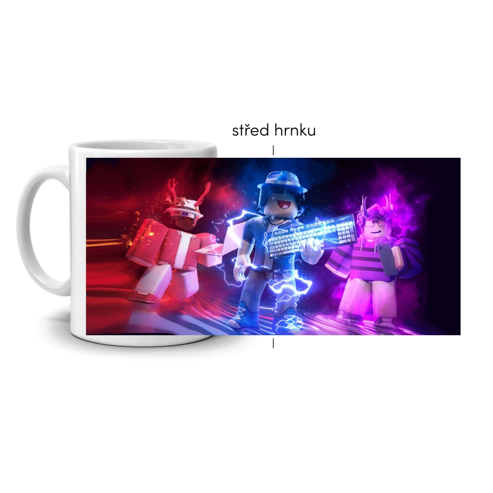 Bílý keramický hrnek 330ml s obrázkem - roblox