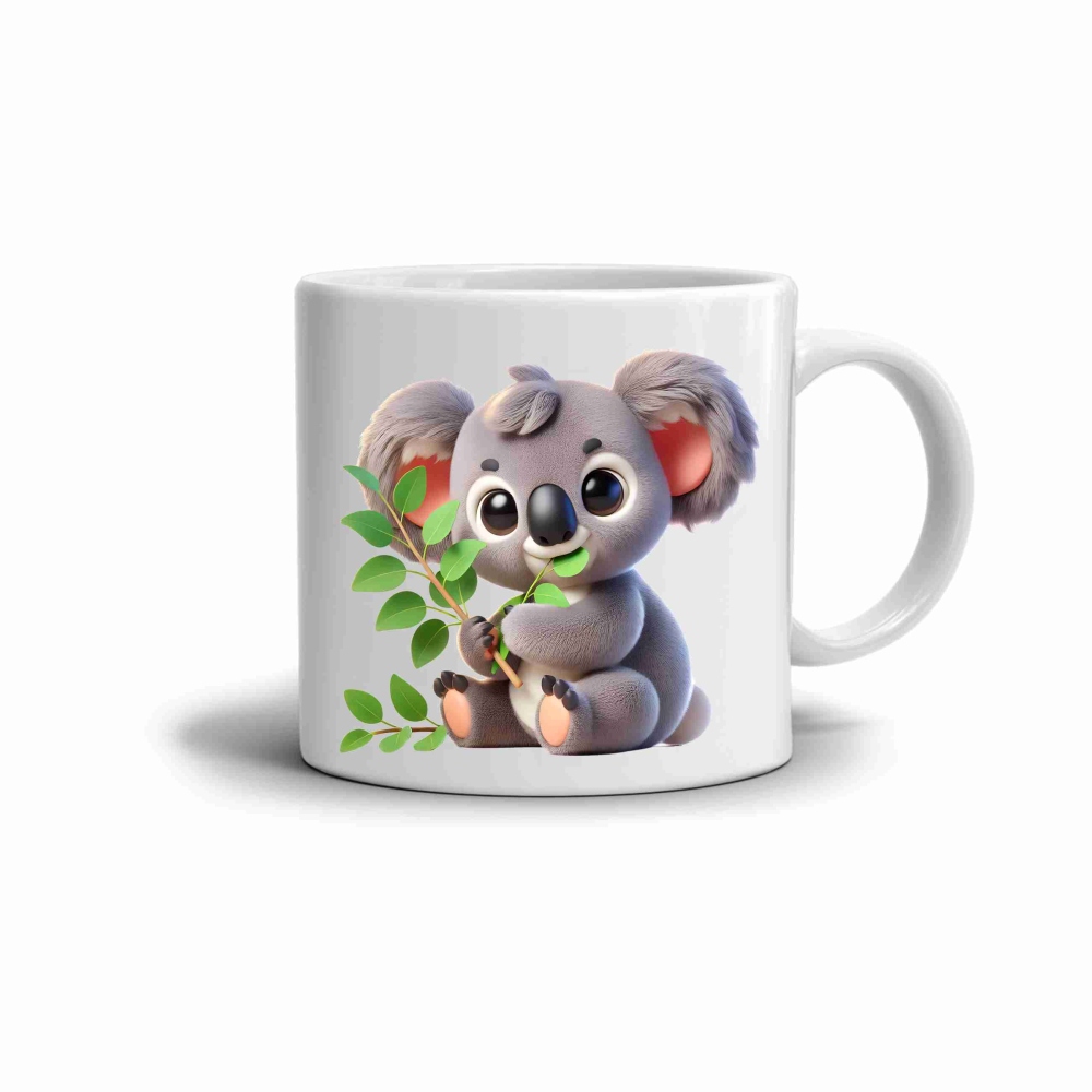 Bílý keramický hrnek 330ml s obrázkem - roztomilá koala