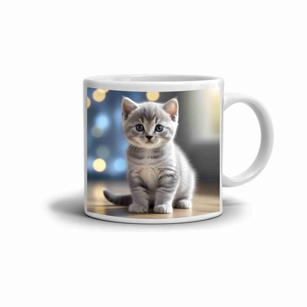 Bílý keramický hrnek 330ml s obrázkem - roztomilé koťátko 2