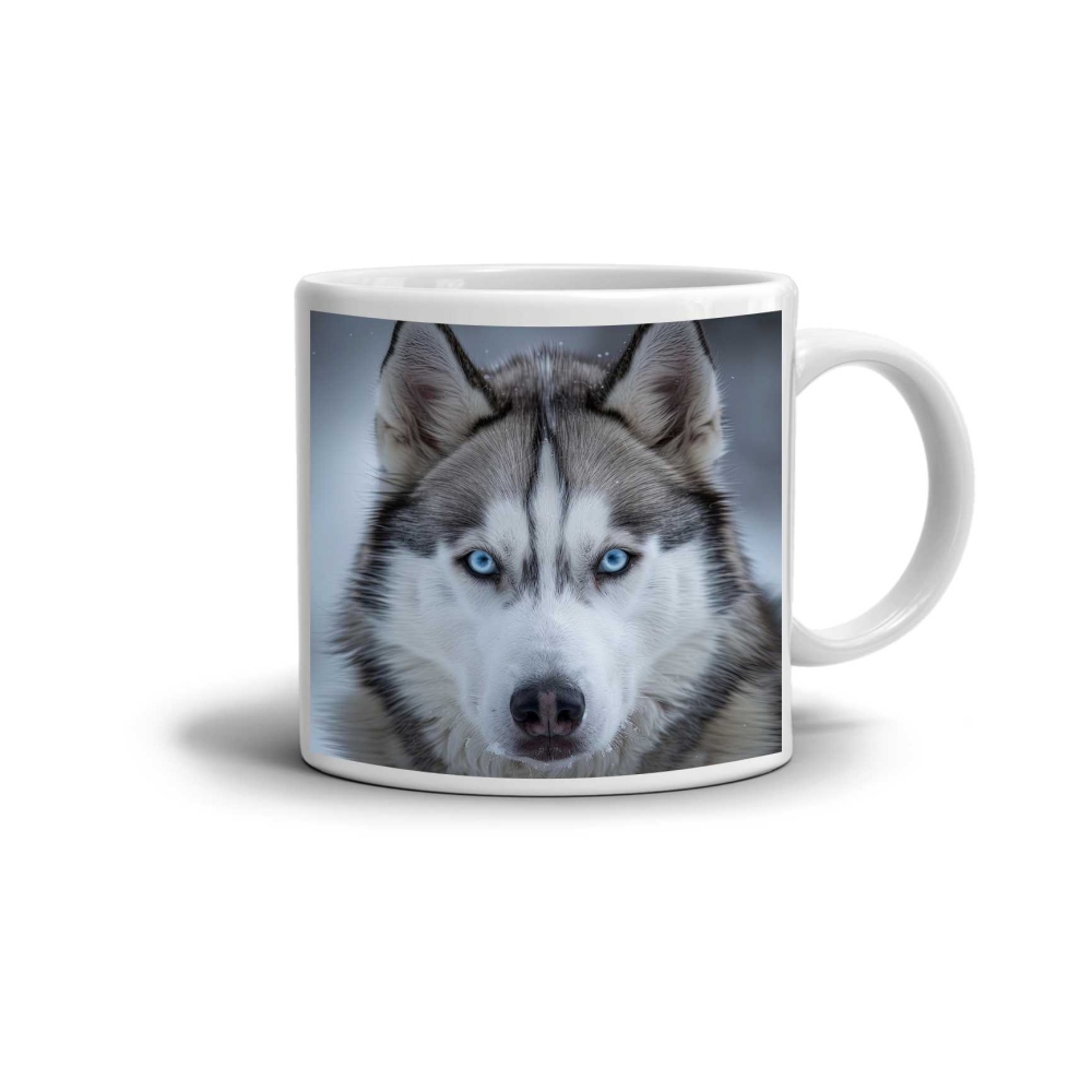 Bílý keramický hrnek 330ml s obrázkem - sibiřský husky 2