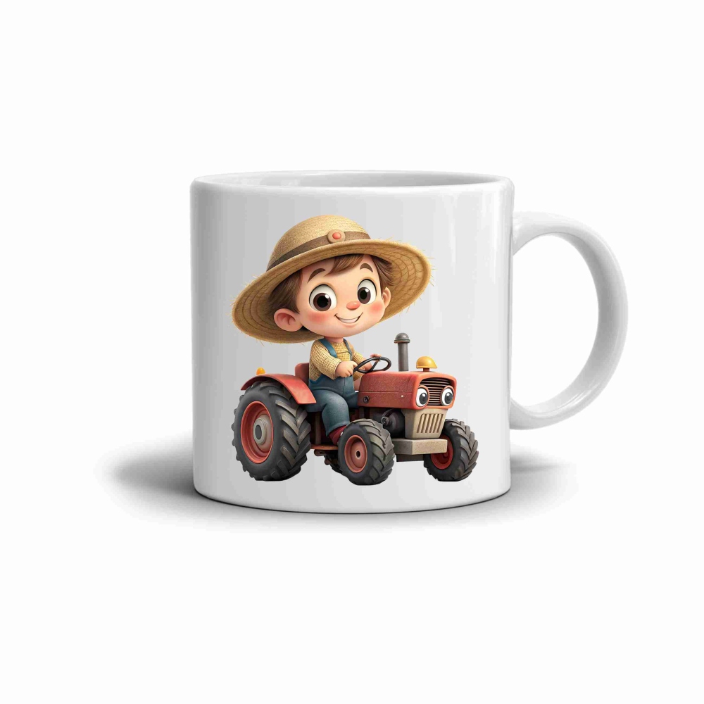 Bílý keramický hrnek 330ml s obrázkem - šikovný farmář 2