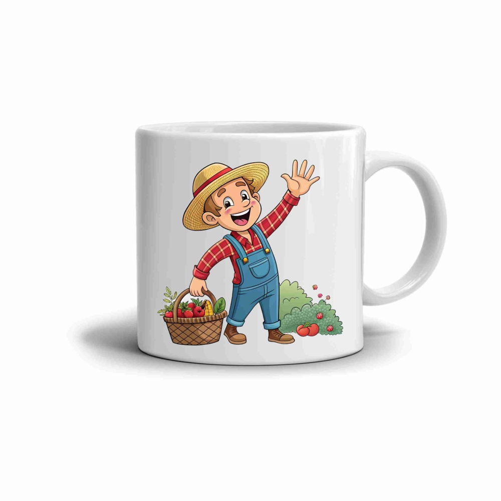 Bílý keramický hrnek 330ml s obrázkem - šikovný farmář