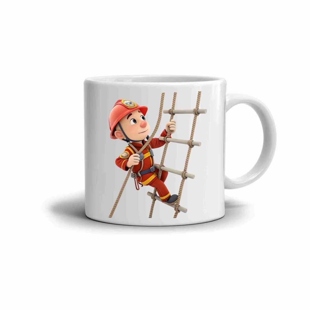 Bílý keramický hrnek 330ml s obrázkem - šikovný hasič