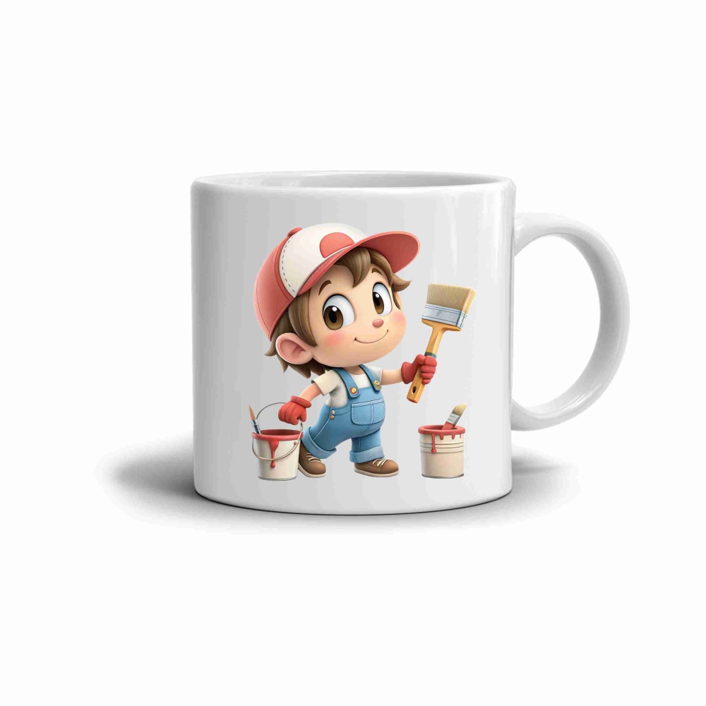 Bílý keramický hrnek 330ml s obrázkem - šikovný malíř