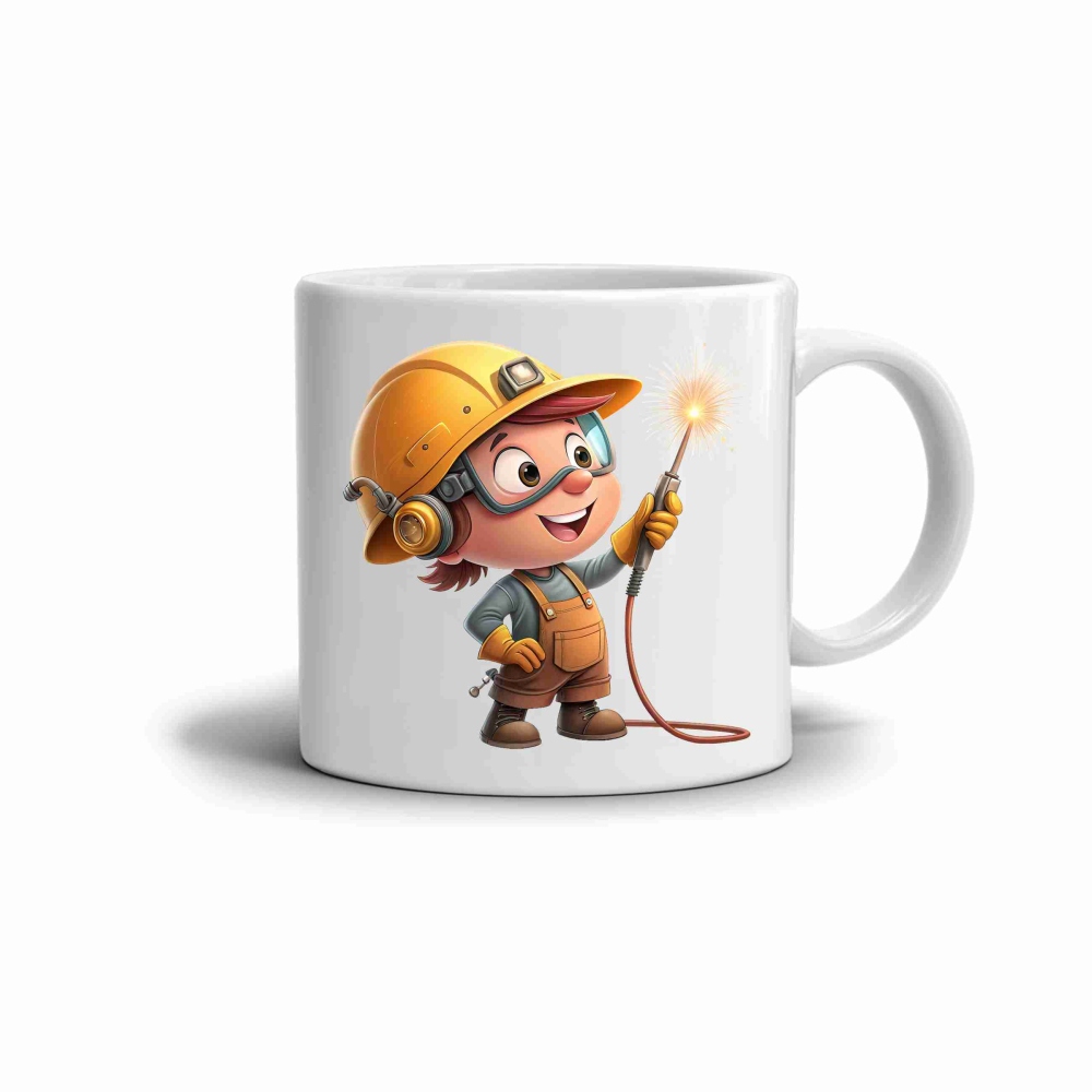 Bílý keramický hrnek 330ml s obrázkem - šikovný svářeč