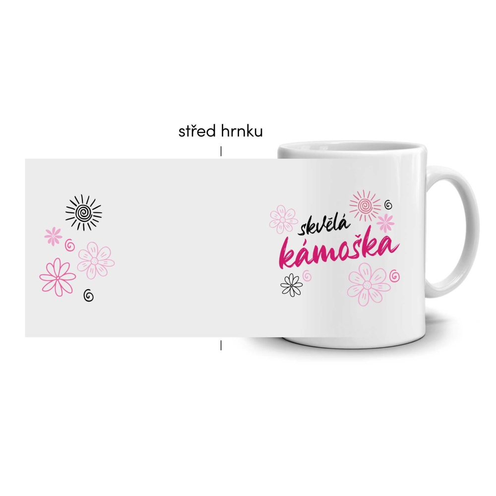 Bílý keramický hrnek 330ml s obrázkem - skvělá kámoška (světlý motiv)