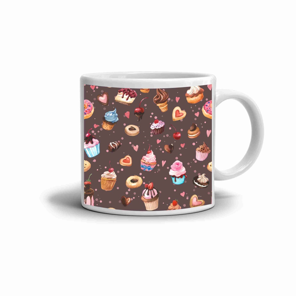 Bílý keramický hrnek 330ml s obrázkem - sladké pokušení