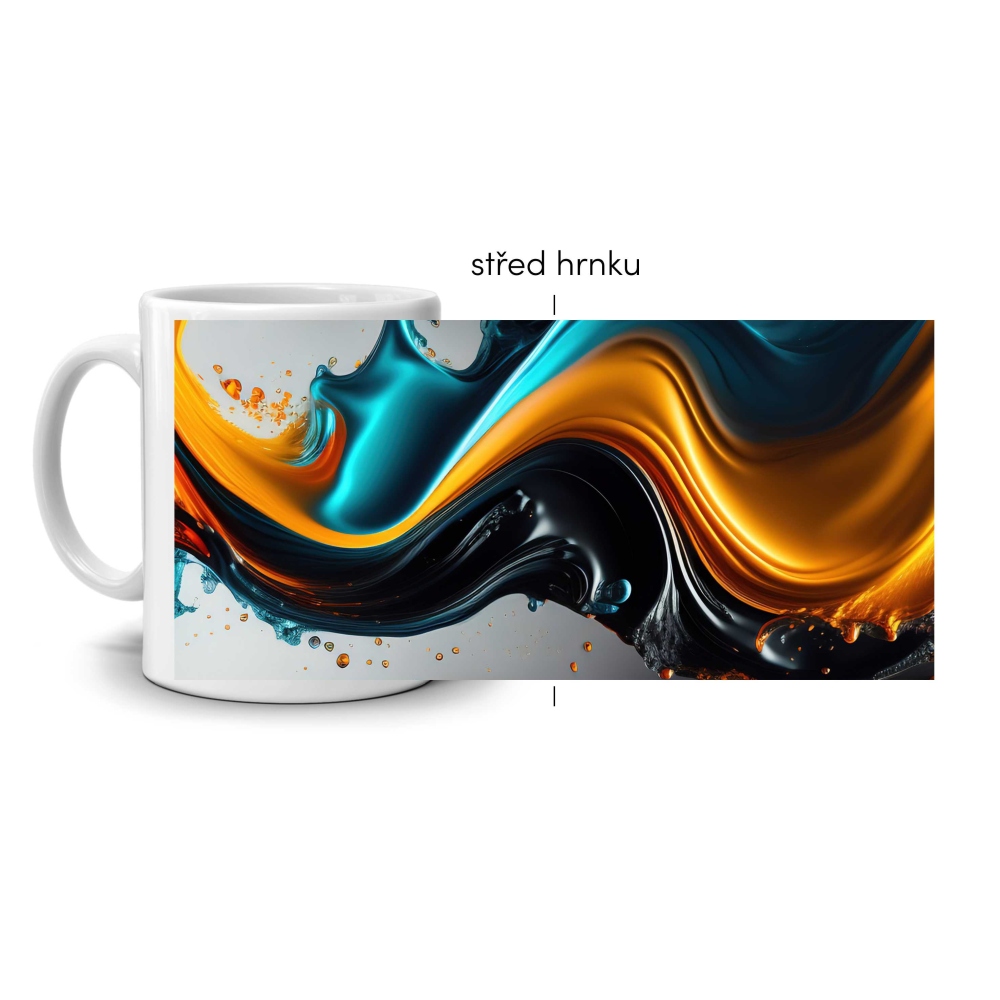 Bílý keramický hrnek 330ml s obrázkem - spirála živlů