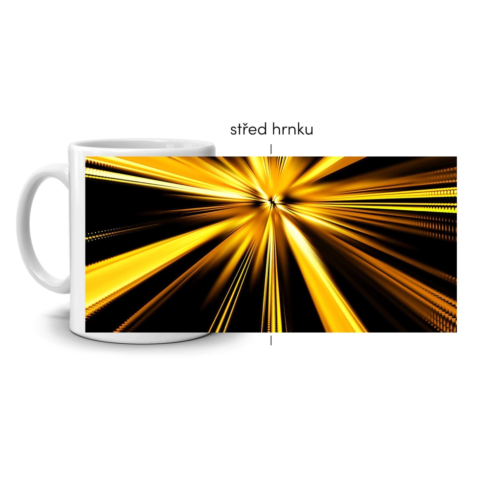 Bílý keramický hrnek 330ml s obrázkem - světelný sprint