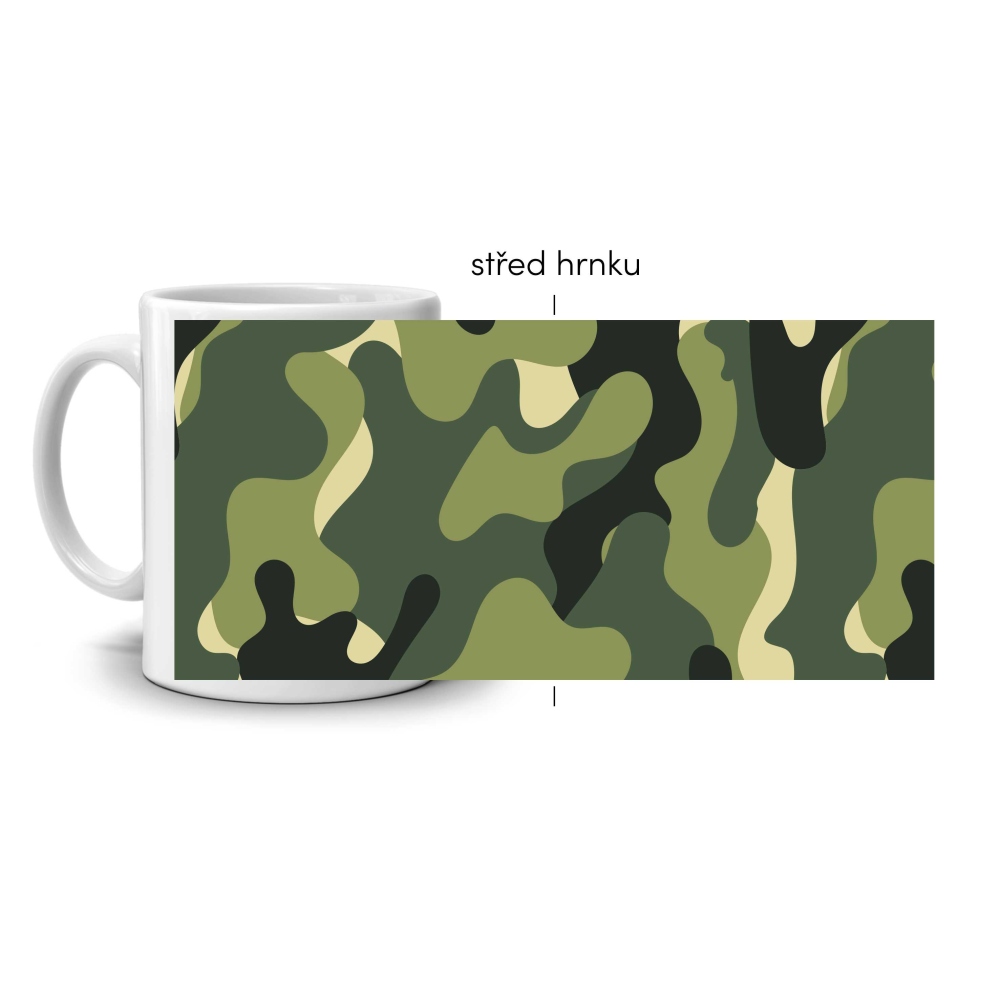Bílý keramický hrnek 330ml s obrázkem - taktický vzor 2