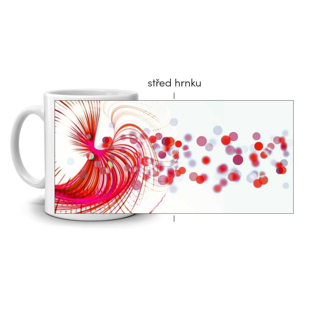 Bílý keramický hrnek 330ml s obrázkem - tanec červené